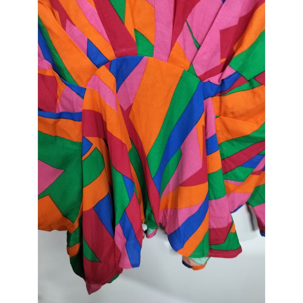 5285) JW Style Multicolor Geo Print Relaxed Dolman Sleeve Top Plus 2X - Picture 6 of 7